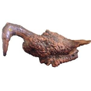 Vintage 30s‎ Burl Wood Duck Sculpture Folk Art Rustic Americana Made in USA